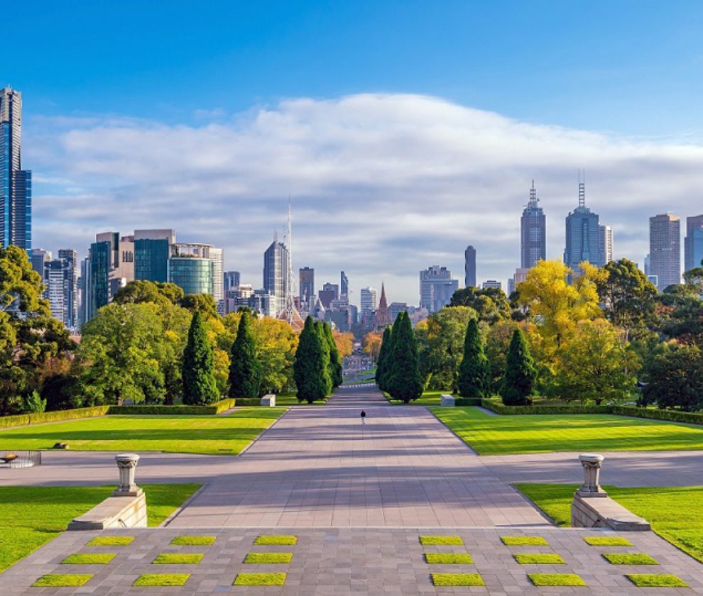 Skyline of Melbourne from Shrine of Remembrance